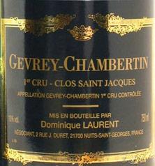 Etikette des Weins Gevrey-Chambertin 1er Cru Clos Saint Jacques Dominique Laurent 2009