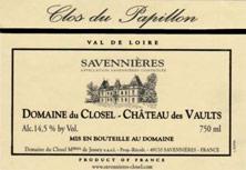 Etikette des Weins Savennières Clos du Papillon Domaine du Closel 1990