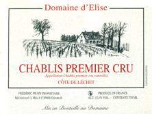 Wine label Chablis 1er Cru Côte de Léchet Elise (Domaine d') 2015