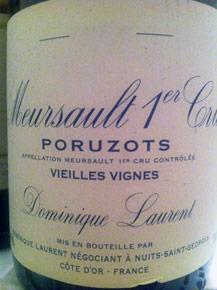 Etiquette du vin Meursault 1er Cru Poruzots Vieilles Vignes Dominique Laurent 2019