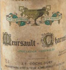 Etikette des Weins Meursault 1er Cru Les Charmes Coche Dury (Domaine) 1976