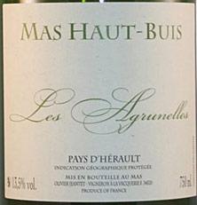 Etiquette du vin IGP Pays d'Hérault (Vin de Pays de l'Hérault) Les Agrunelles Domaine Mas Haut Buis 2018