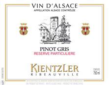 Wine label Alsace Pinot Gris Réserve Particulière Kientzler 2015