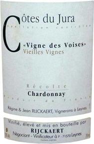 Etiquette du vin Côtes du Jura Vignes des Voises Chardonnay Vieilles Vignes Rijckaert 2014