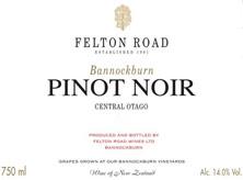 Etichetta Central Otago Felton Road Bannockburn Pinot Noir 2010
