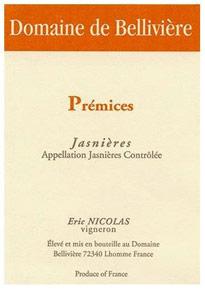 Wine label Jasnières Les Prémices Domaine de Bellivière 2008