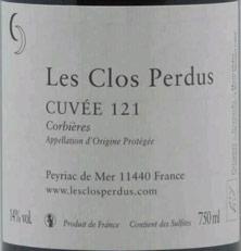 Etiquette du vin Corbières Les Clos Perdus  Cuvée 121 2014