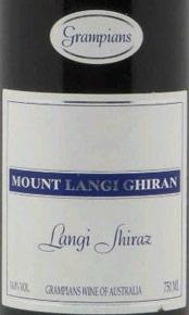 Etiquette du vin Grampians Mount Langi Ghiran Langi Shiraz 1997