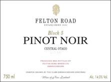 Etiquette du vin Central Otago Felton Road Block 5 Pinot Noir 2010