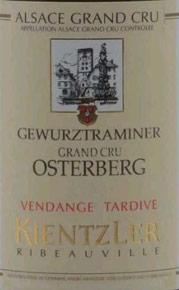 Wine label Alsace Gewurztraminer Grand Cru Osterberg Vendanges Tardives Kientzler 2015