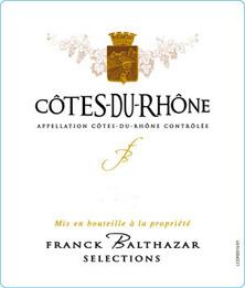 Etiquette du vin Côtes-du-Rhône Franck Balthazar (Domaine) 2016