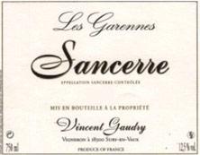 Etichetta Sancerre Les Garennes Vincent Gaudry 2016