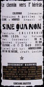 Etiquette du vin Santa Barbara Sine Qua Non Le Chemin vers l'Hérésie Manfred Krankl 2015