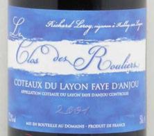 Etichetta Coteaux du Layon Faye d'Anjou Clos des Rouliers Richard Leroy 2001