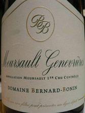Etiquette du vin Meursault 1er Cru Les Genevrières Bernard Bonin 2021