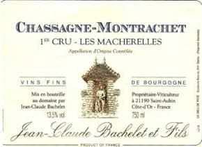 Etiquette du vin Chassagne-Montrachet 1er Cru Les Macherelles Jean-Claude Bachelet (Domaine) 2020
