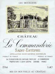 Etiquette du vin Château la Commanderie Cru Bourgeois 1989