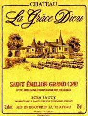 Etiquette du vin Château la Grâce Dieu 1972