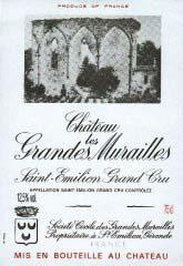 Etichetta Château les Grandes Murailles Grand Cru Classé 1953