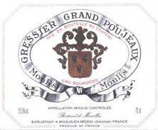 Etiquette du vin Château Gressier Grand Poujeaux Cru Bourgeois 1992