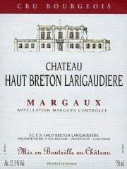 Etichetta Château Haut Breton Larigaudière Cru Bourgeois 1986