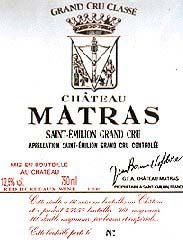 Etiquette du vin Château Matras 1980