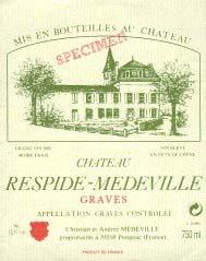 Etiquette du vin Château Respide Médeville 1988