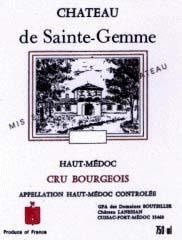 Etichetta Château de Sainte-Gemme Cru Bourgeois 1992