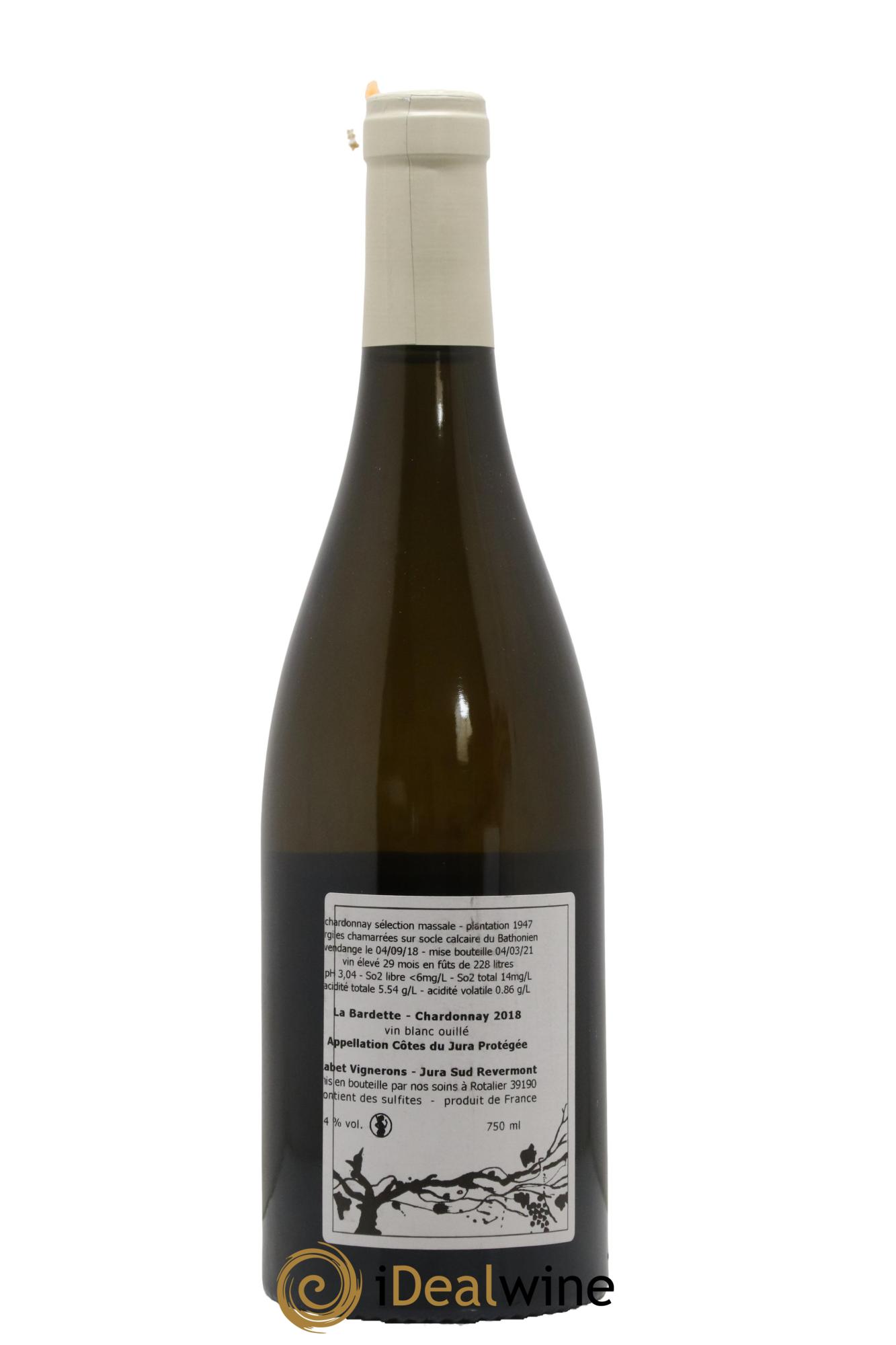 Côtes du Jura Chardonnay La Bardette Romain - Julien - Charline Labet 2018 - Lot de 1 bouteille - 1