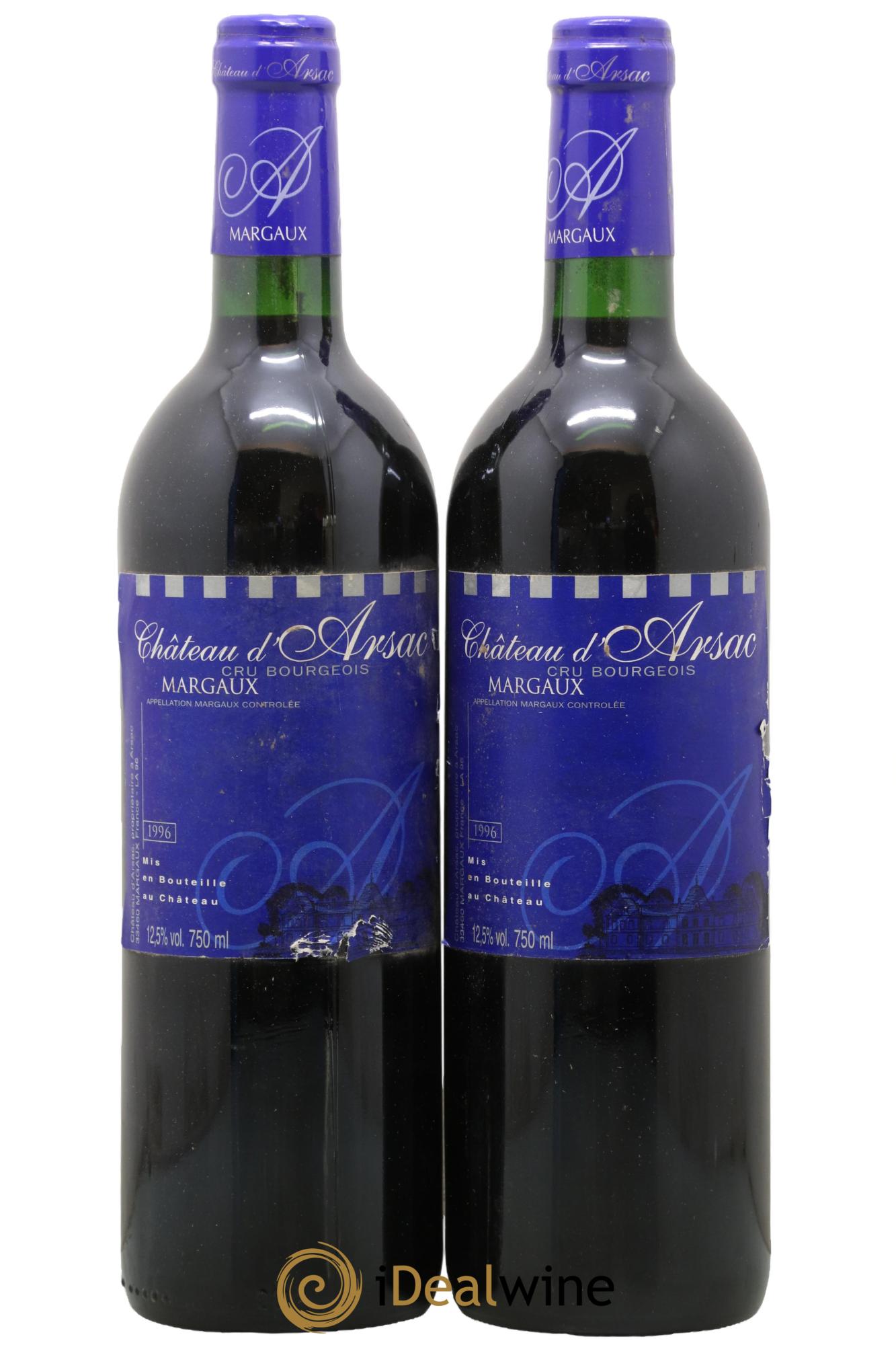 Château d' Arsac Cru Bourgeois 1996 - Lot de 2 bouteilles - 0