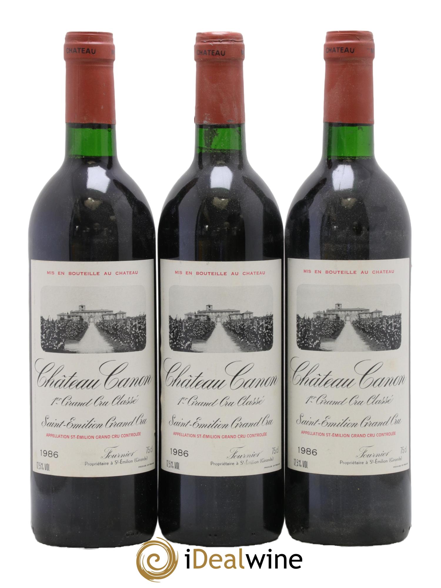 Château Canon 1er Grand Cru Classé B 1986 - Lot de 3 bouteilles - 0