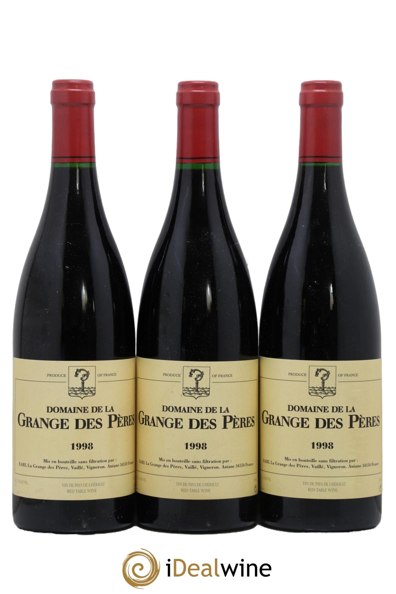 IGP Pays d'Hérault Grange des Pères Laurent Vaillé 1998 - Lotto di 3 bottiglie - 0