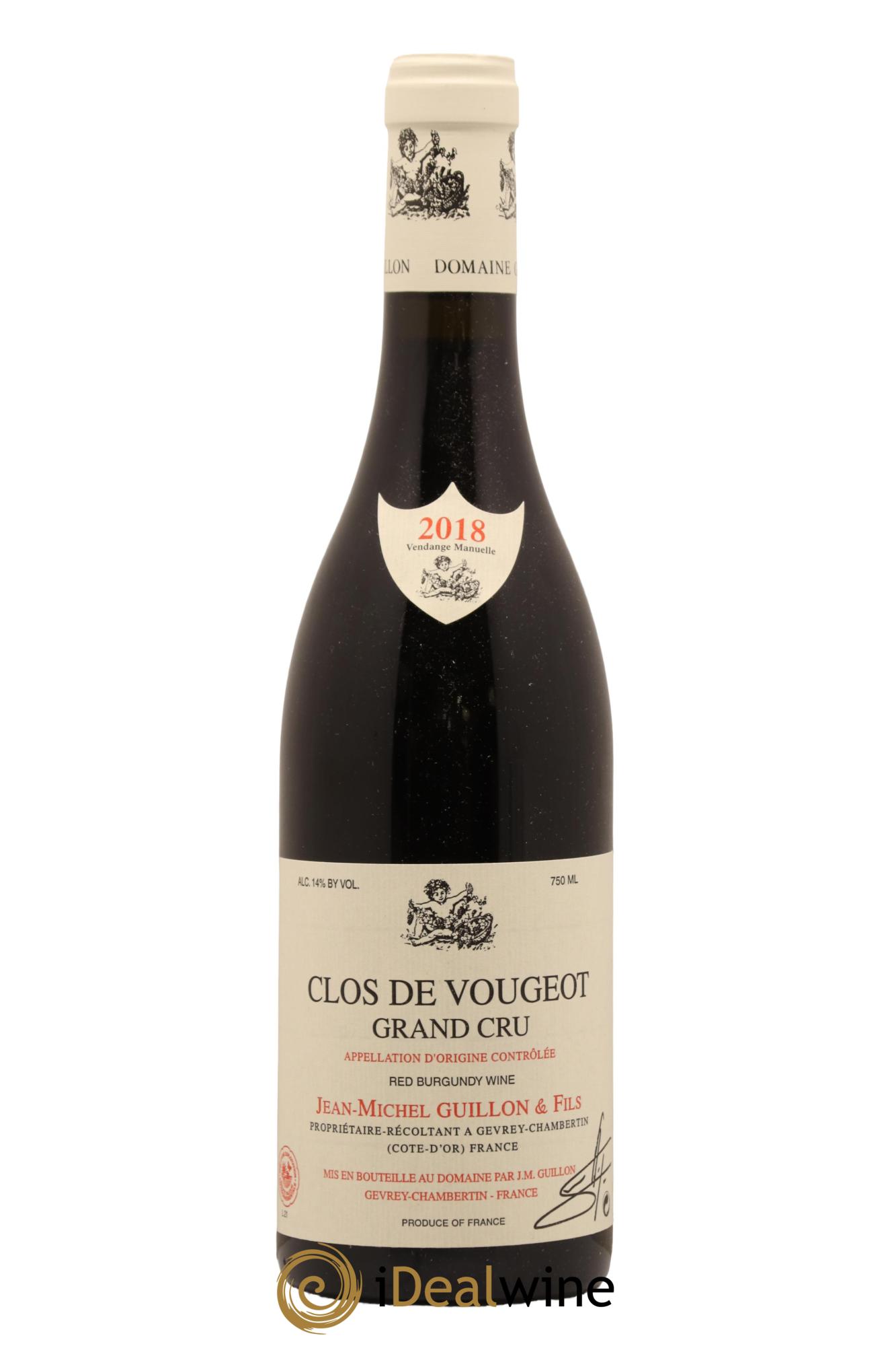 Clos de Vougeot Grand Cru Domaine Jean Michel Guillon 2018 - Lot de 1 bouteille - 0