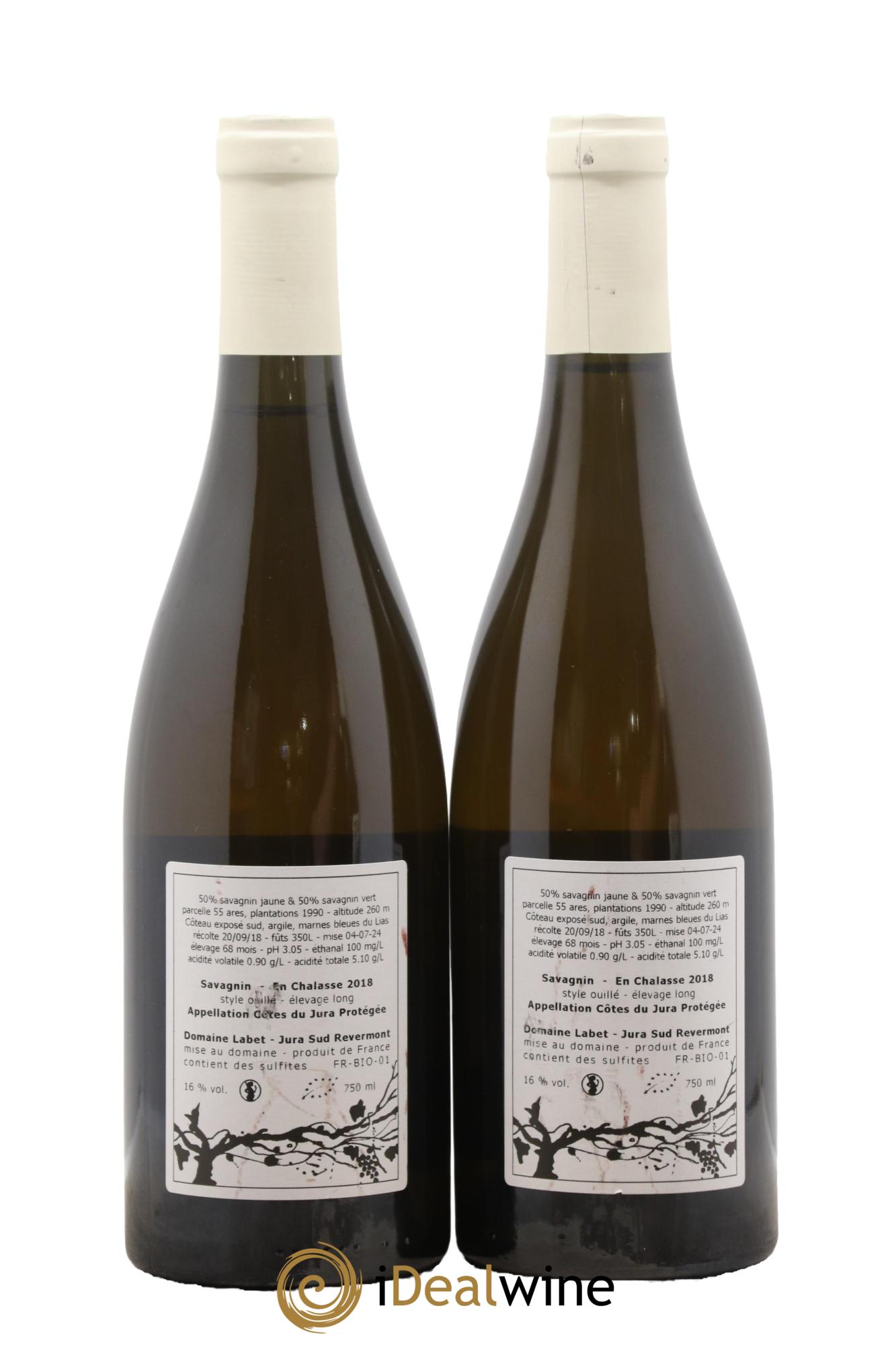 Côtes du Jura Savagnin en Chalasse Elevage Long Romain - Julien  - Charline Labet 2018 - Lot of 2 bottles - 1