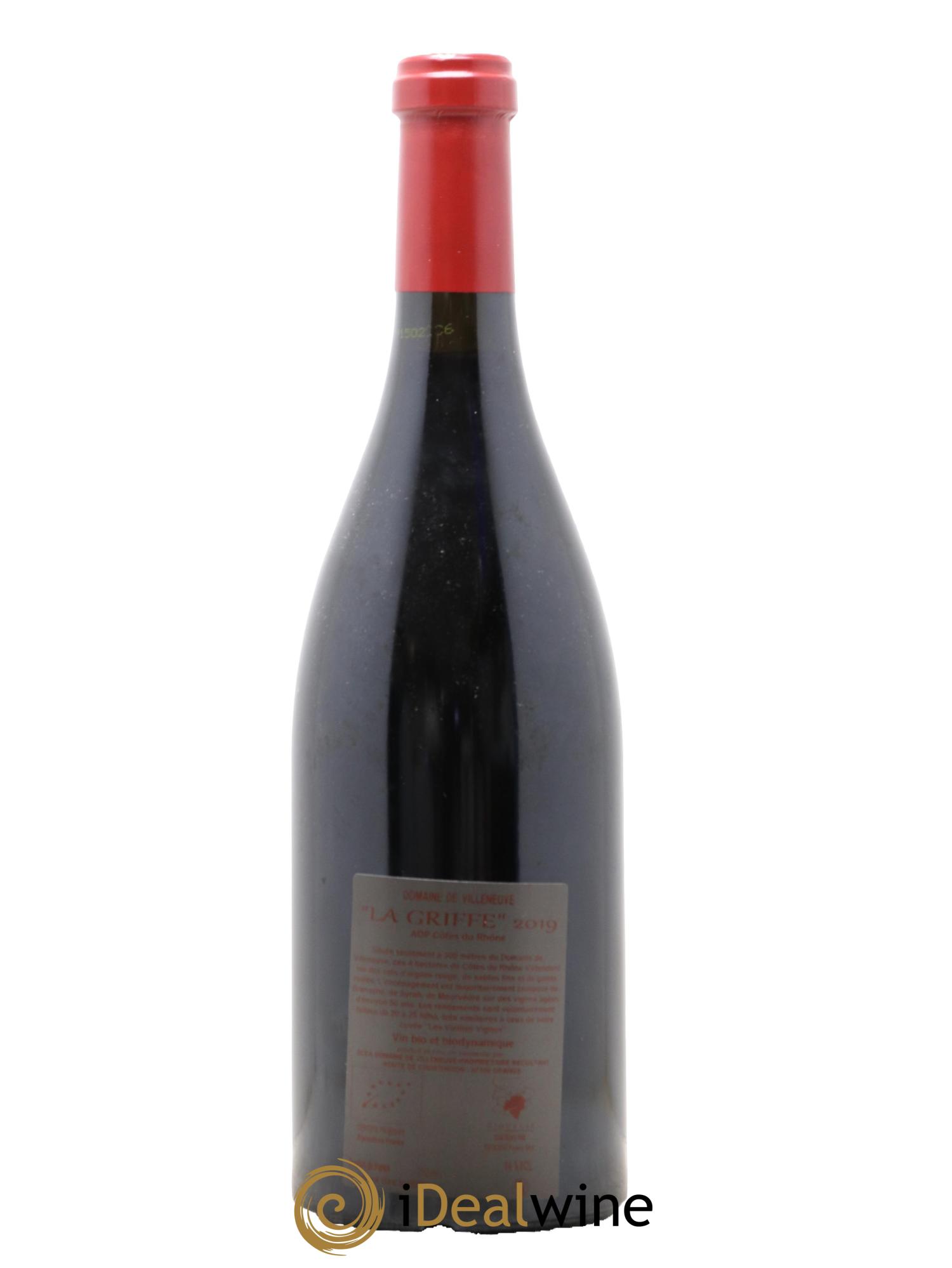 Côtes-du-Rhône La Griffe Domaine de Villeneuve 2019 - Lot de 1 bouteille - 1