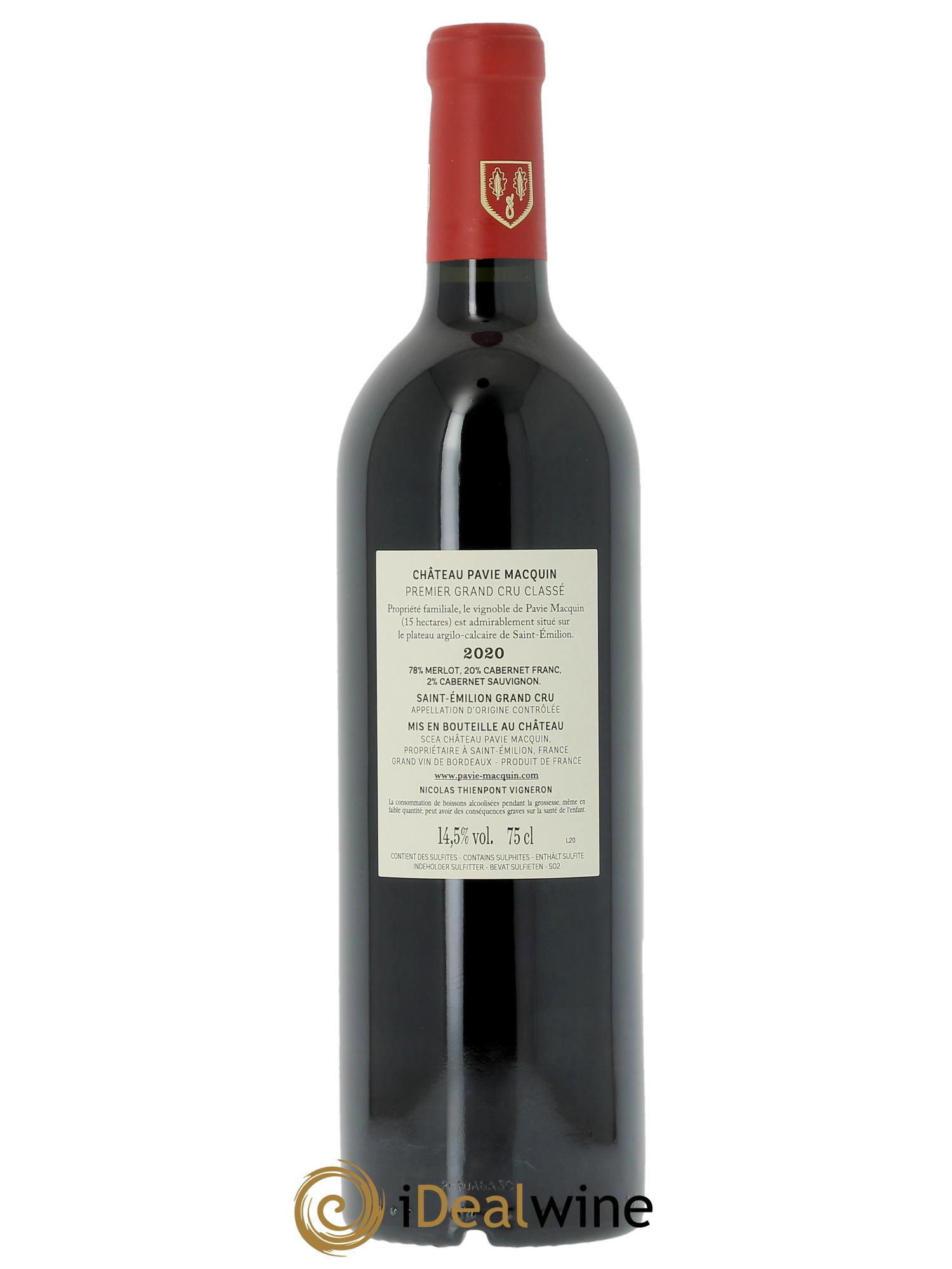 Château Pavie Macquin 1er Grand Cru Classé B 2020 - Lot de 1 bouteille - 1