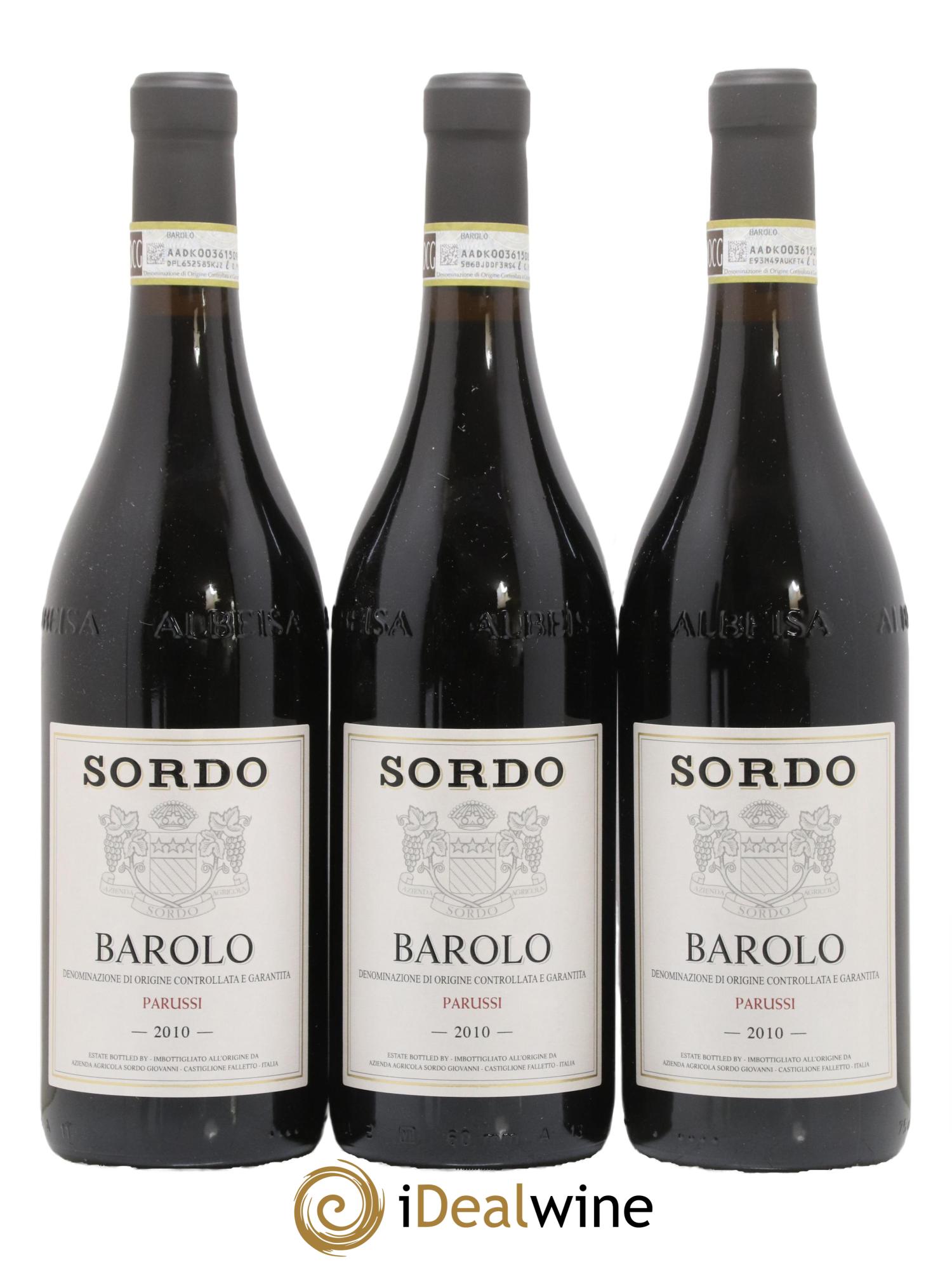 Barolo Parussi Sordo 2010 - Lot de 3 bouteilles - 0