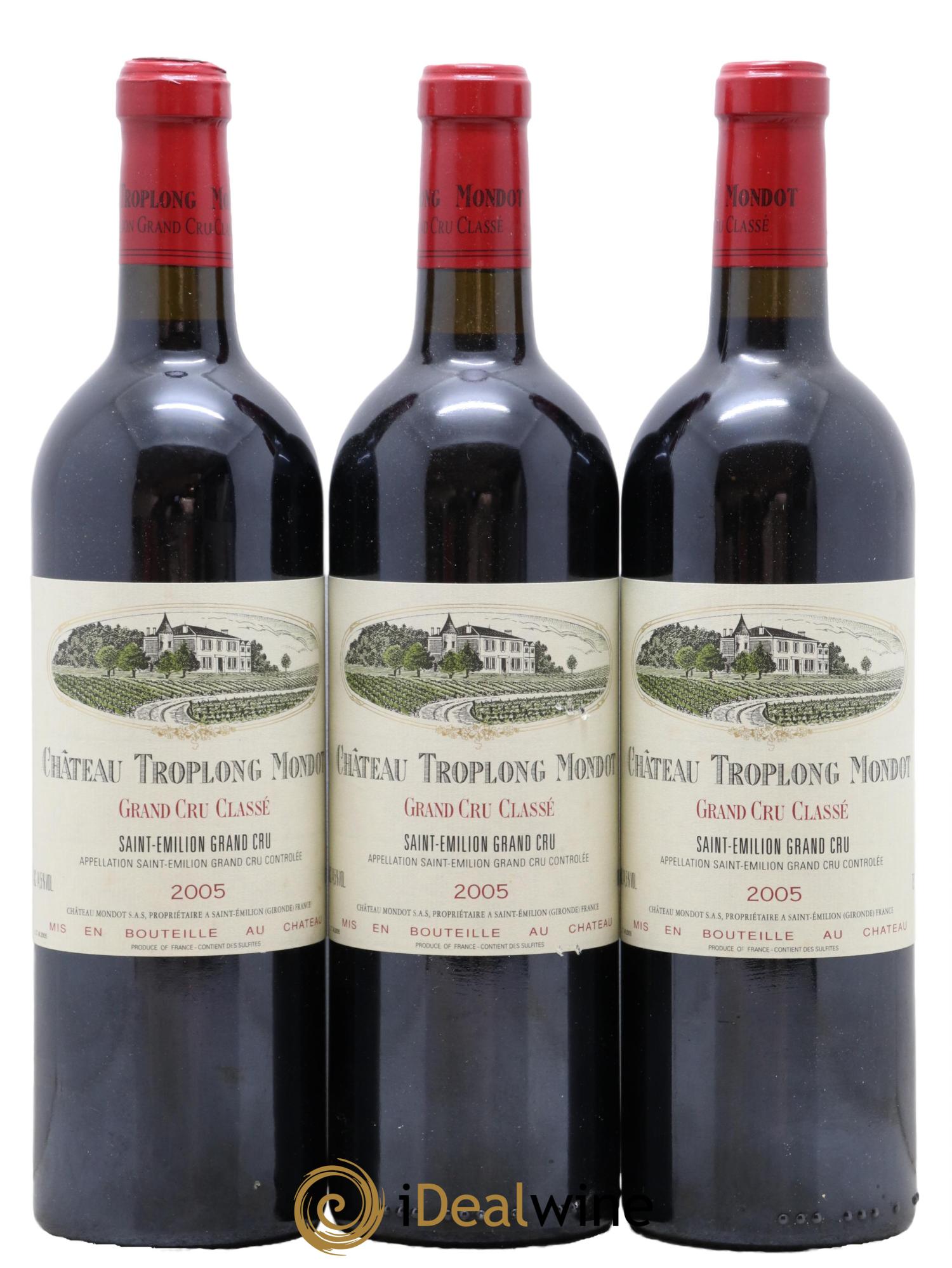 Château Troplong Mondot 1er Grand Cru Classé B 2005 - Lot de 3 bouteilles - 0