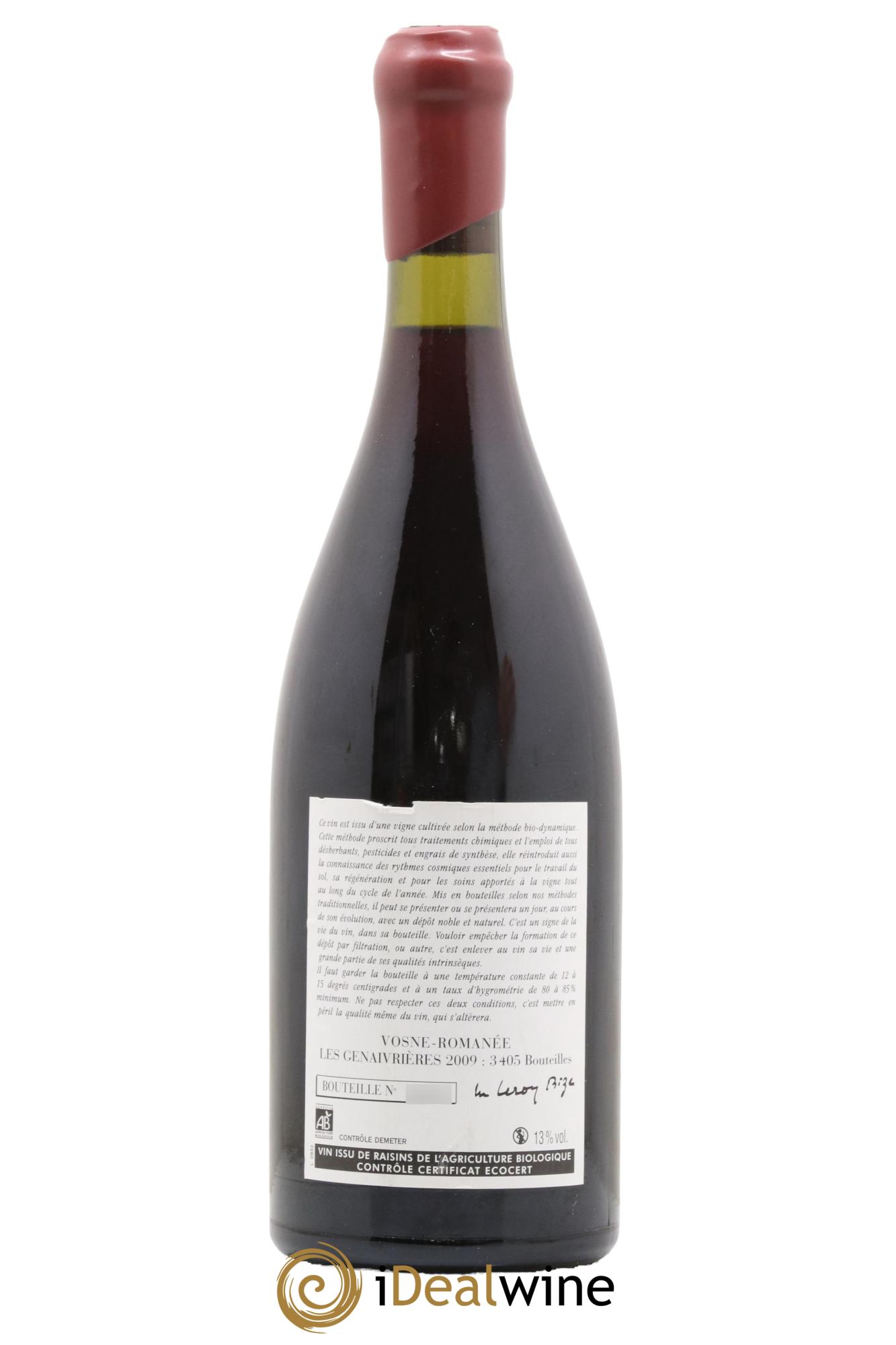 Vosne-Romanée Les Genaivrières Leroy (Domaine) 2009 - Lot de 1 bouteille - 1