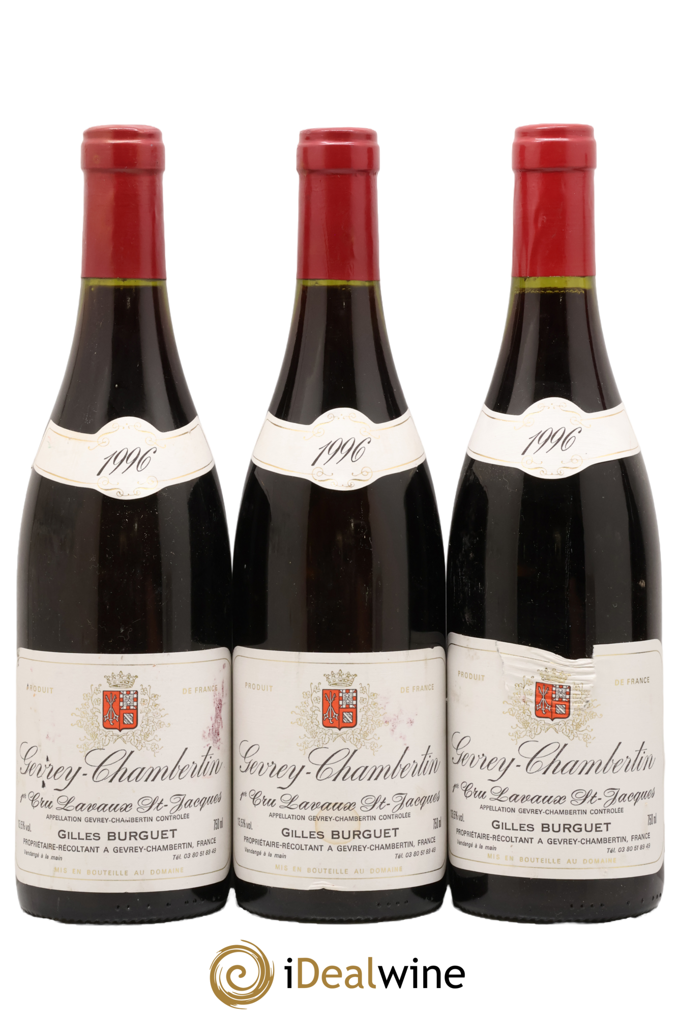 Gevrey-Chambertin 1er Cru Lavaux Saint Jacques Gilles Burguet 1996 - Lot of 3 bottles - 0