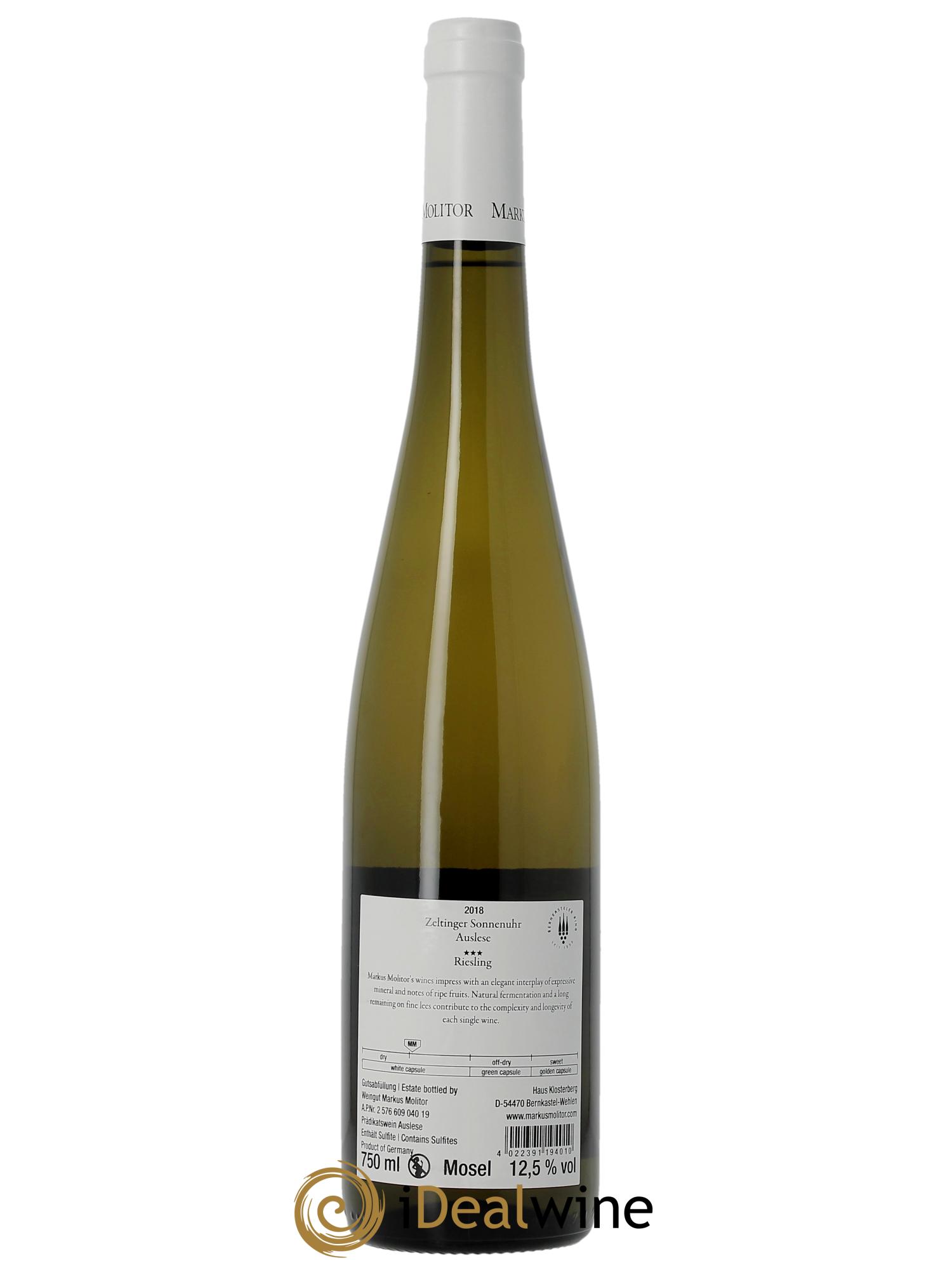 Riesling Markus Molitor Zeltinger Sonnenuhr Auslese White Capsule°°° 2018 - Lot of 1 bottle - 1