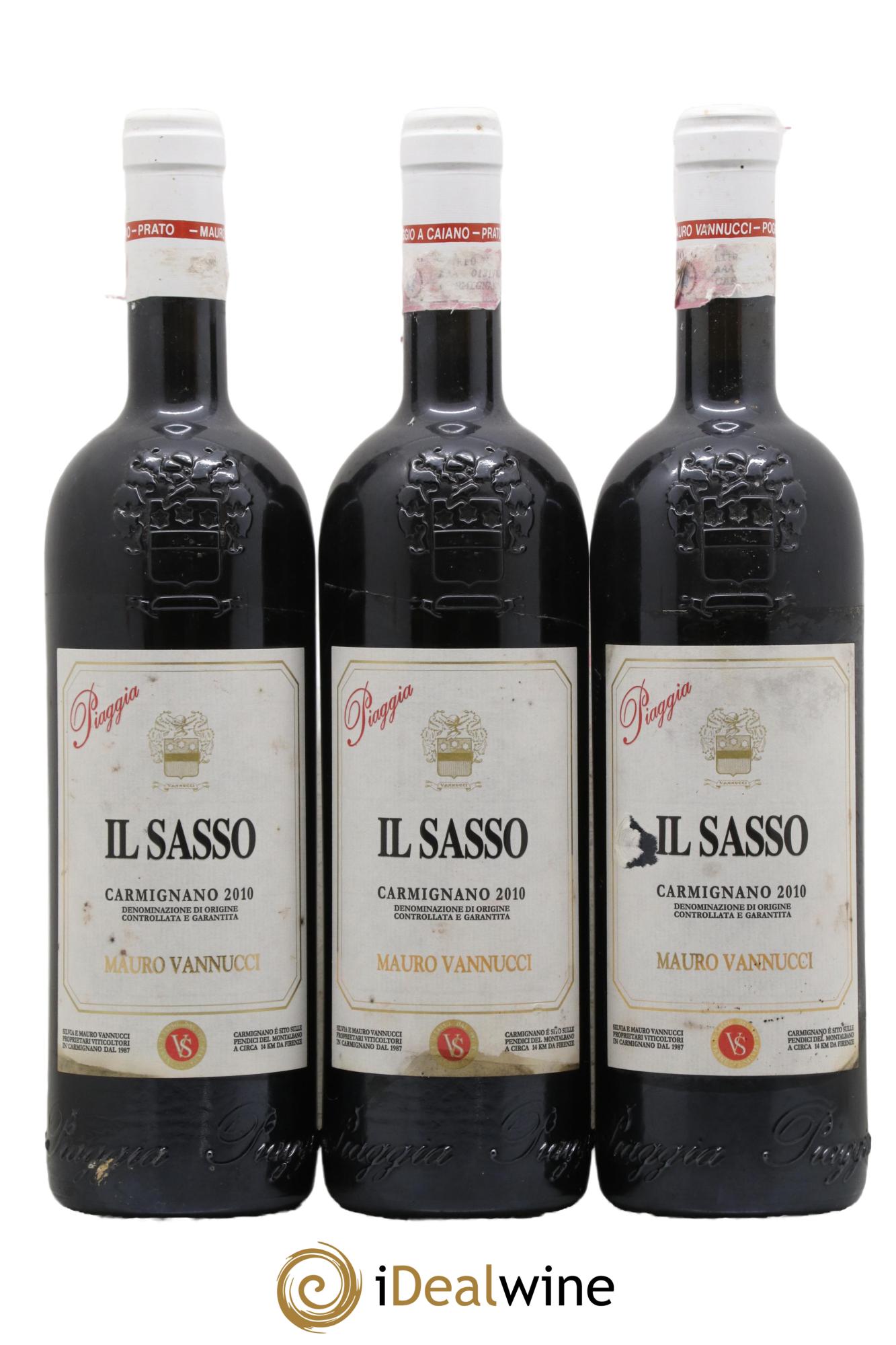 Carmignano DOCG Piaggia IL Sasso Mauro Vannucci 2010 - Lotto di 3 bottiglie - 0