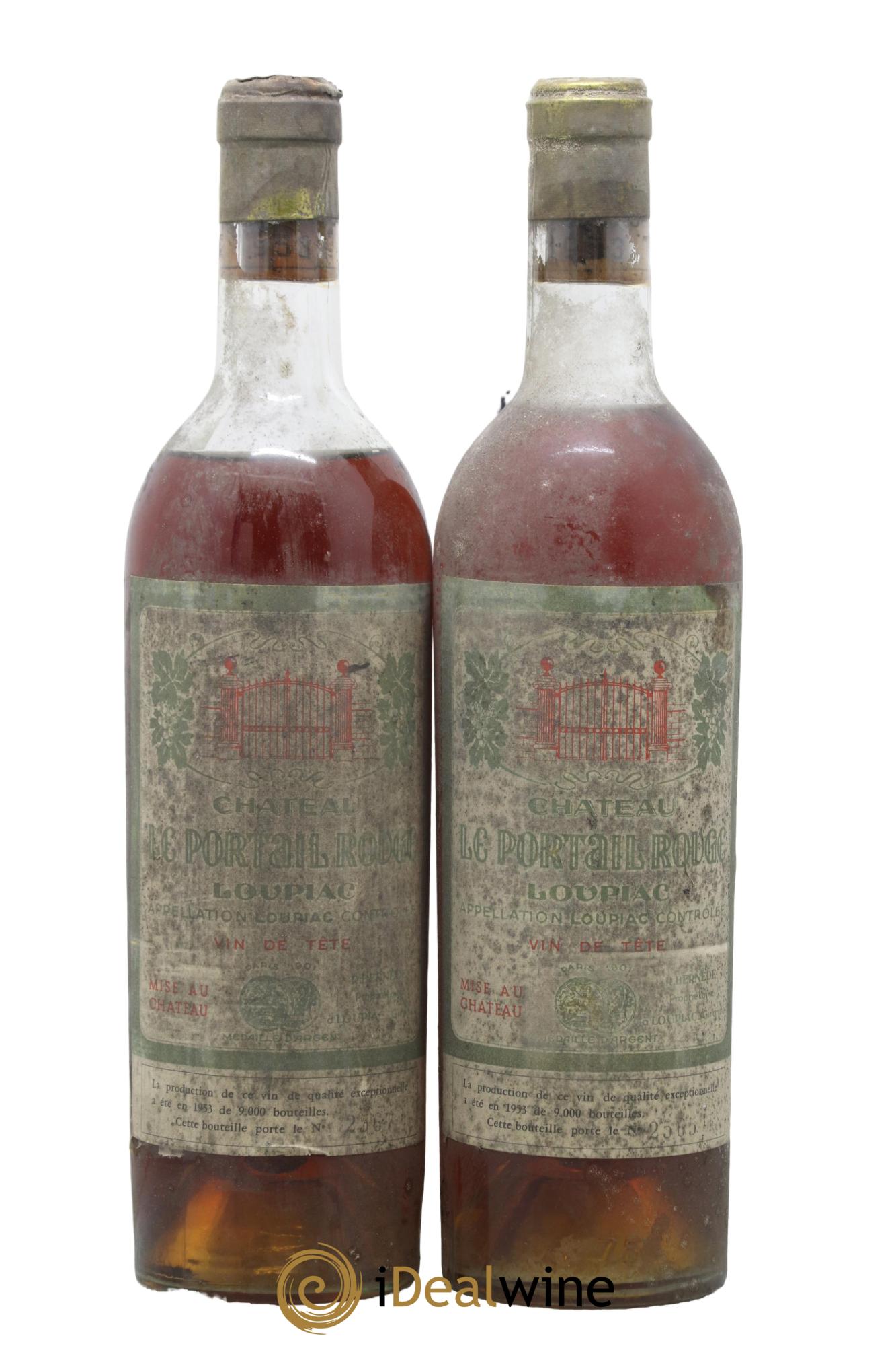 Loupiac Vin de tête Château Le Portail Rouge 1953 - Lotto di 2 bottiglie - 0