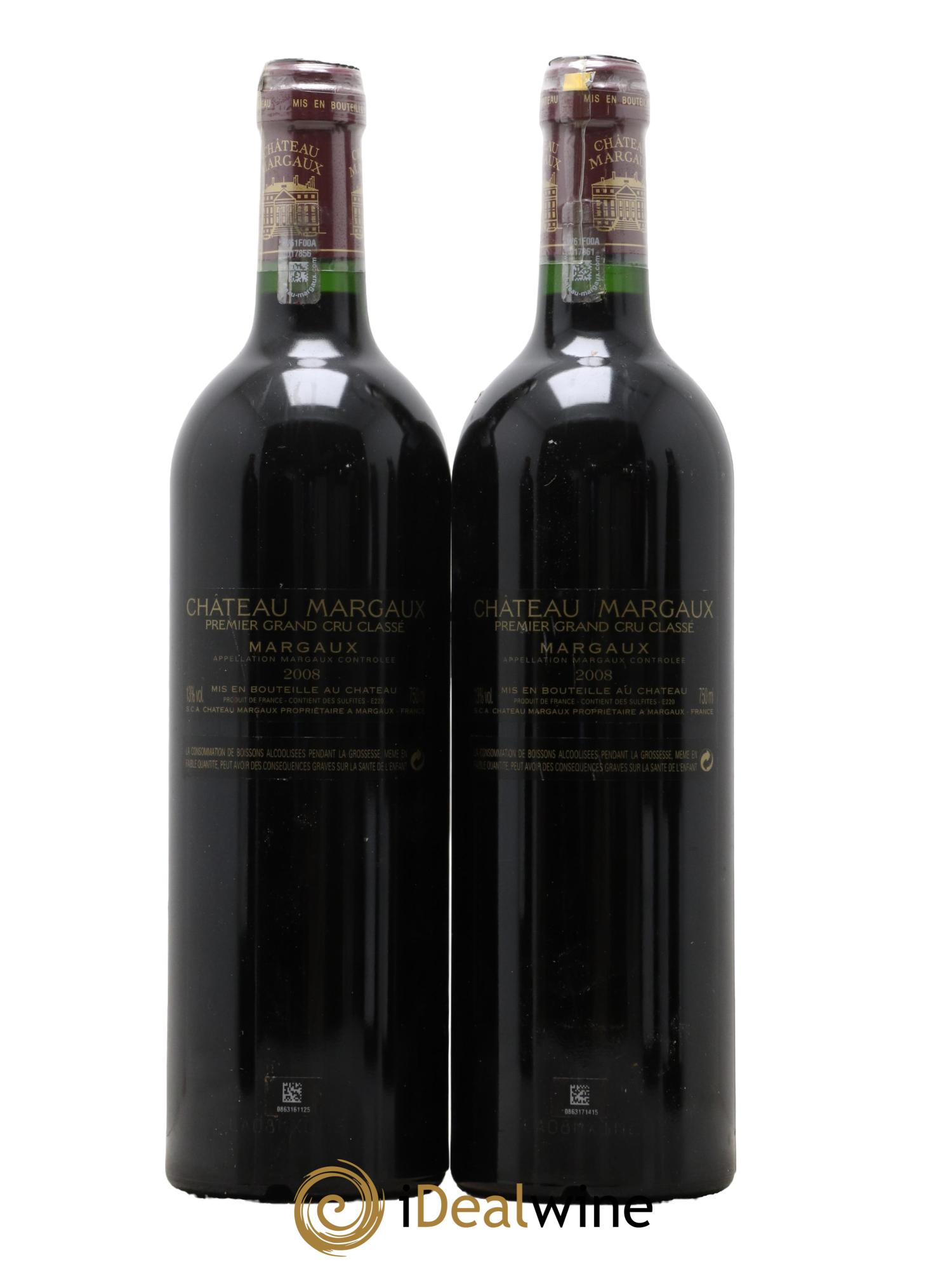 Château Margaux 1er Grand Cru Classé 2008 - Lot de 2 bouteilles - 1