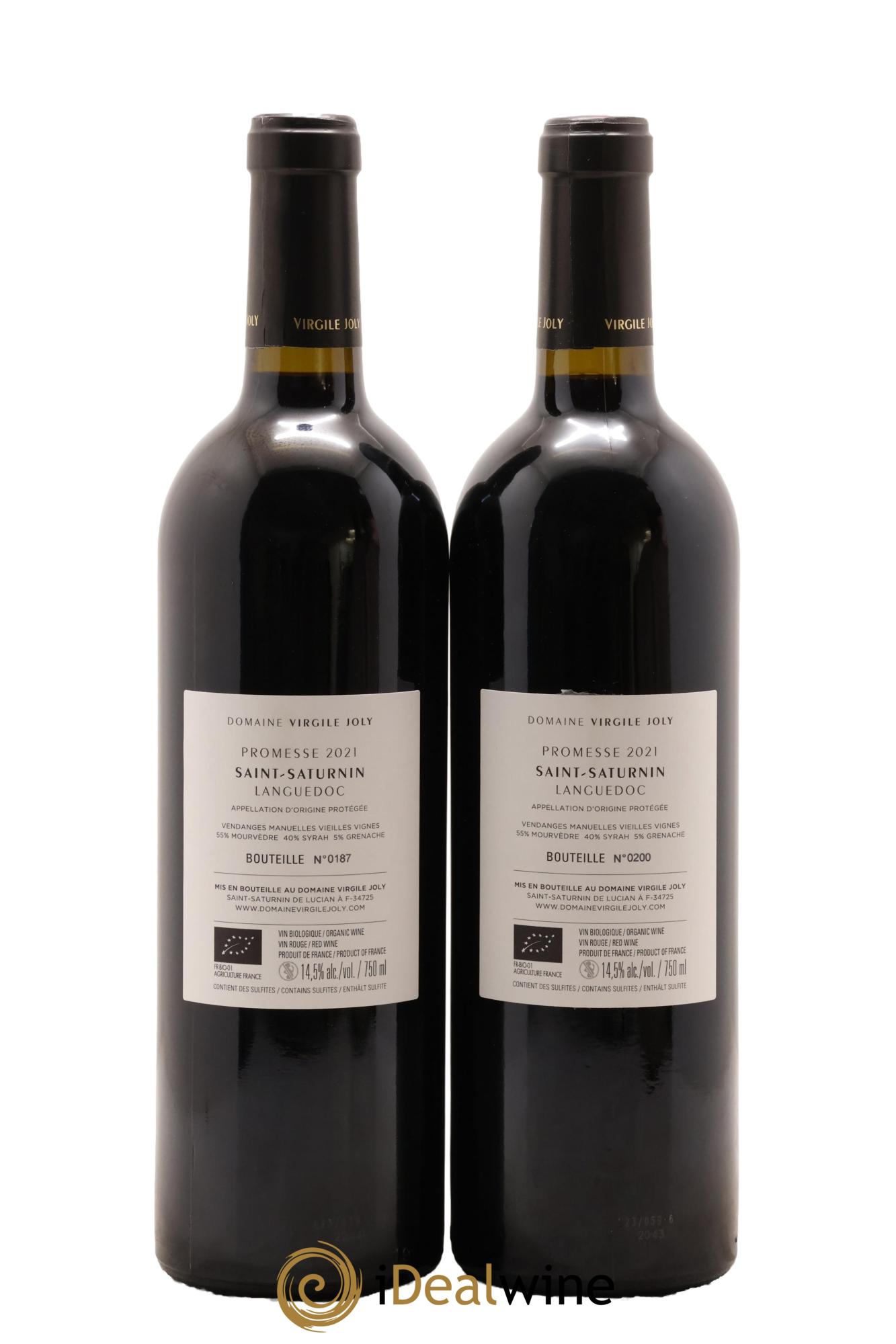 Languedoc Saint-Saturnin Promesse Domaine Virgile Joly 2021 - Lot of 2 bottles - 1