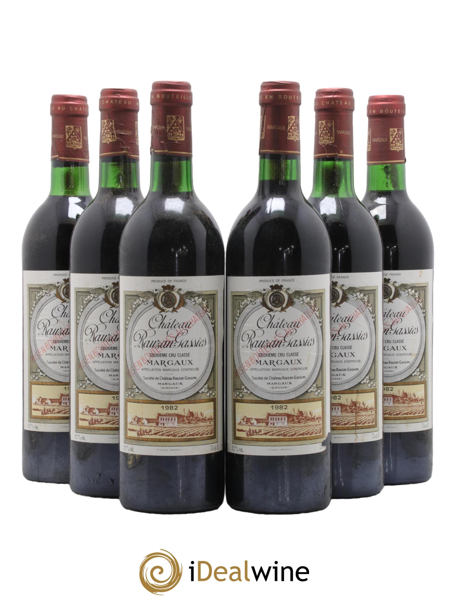 Château Rauzan-Gassies 2ème Grand Cru Classé 1982 - Lot of 6 bottles - 0