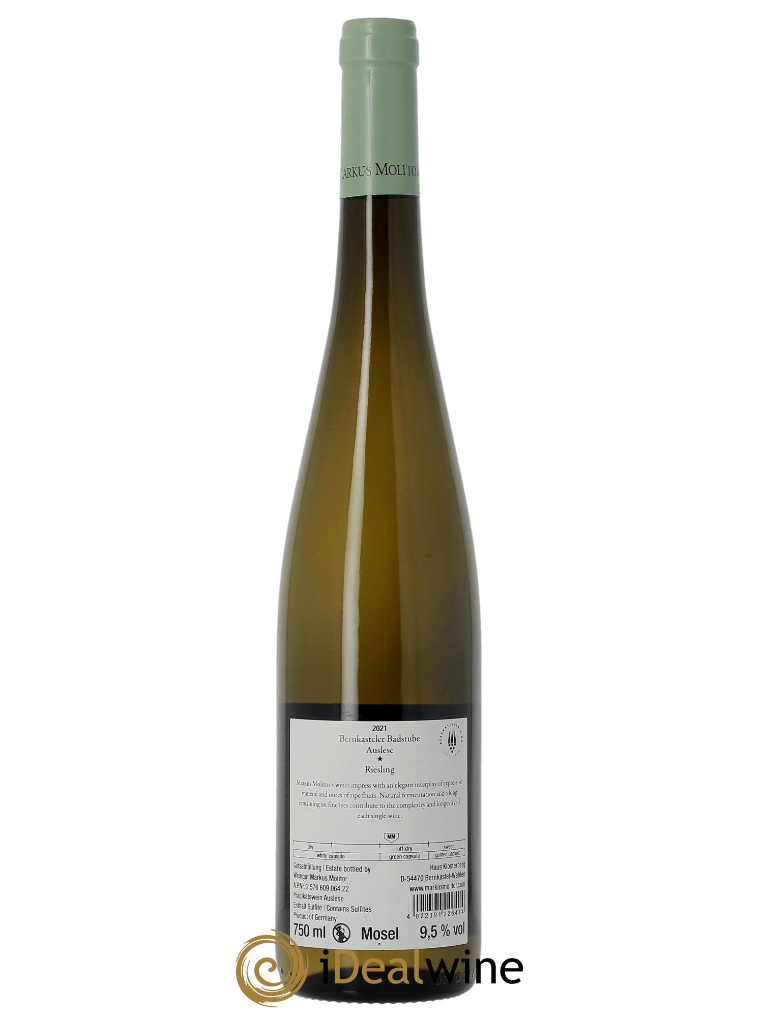 Riesling Markus Molitor Bernkasteler Badstube Auslese Green Capsule°° 2021 - Lot of 1 bottle - 1