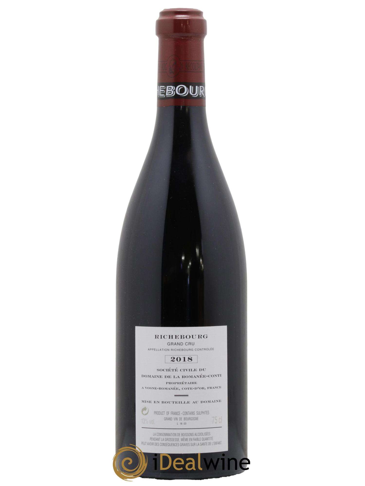 Richebourg Grand Cru Domaine de la Romanée-Conti 2018 - Lot of 1 bottle - 1