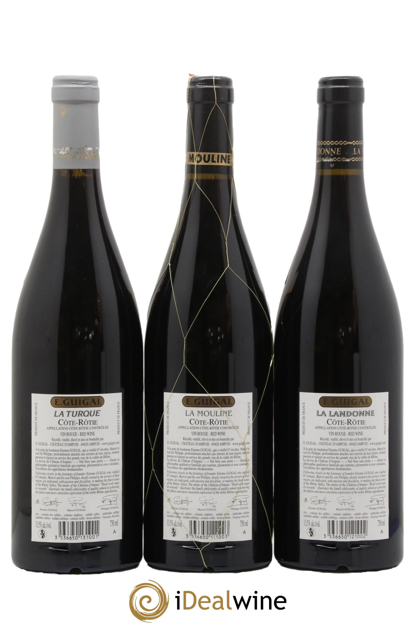 Côte-Rôtie Guigal Trilogie La Turque - La Landonne - La Mouline 2012 - Lot of 3 bottles - 1