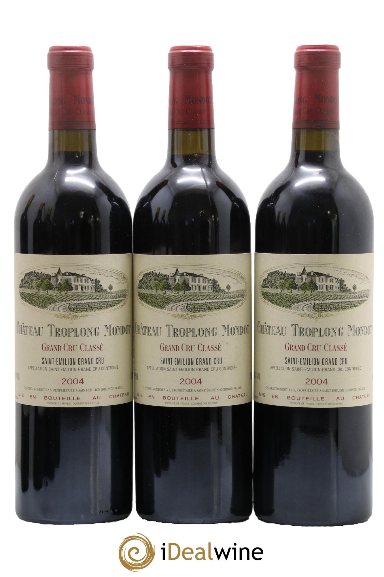 Château Troplong Mondot 1er Grand Cru Classé B 2004 - Lot de 3 bouteilles - 0